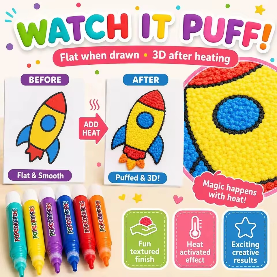 Art Craft Easy - Набор ручек Puffy Popcorn, гладкие, легко