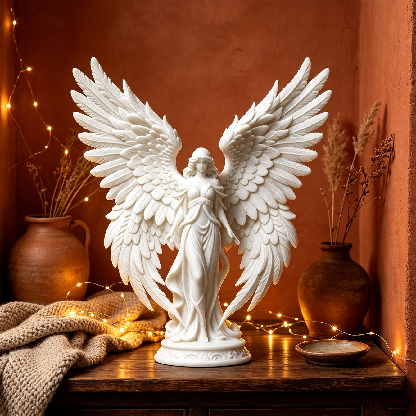 Light Art And Craft - Изысканное 3D-изделие: Ангел-богиня с белыми крыльями,